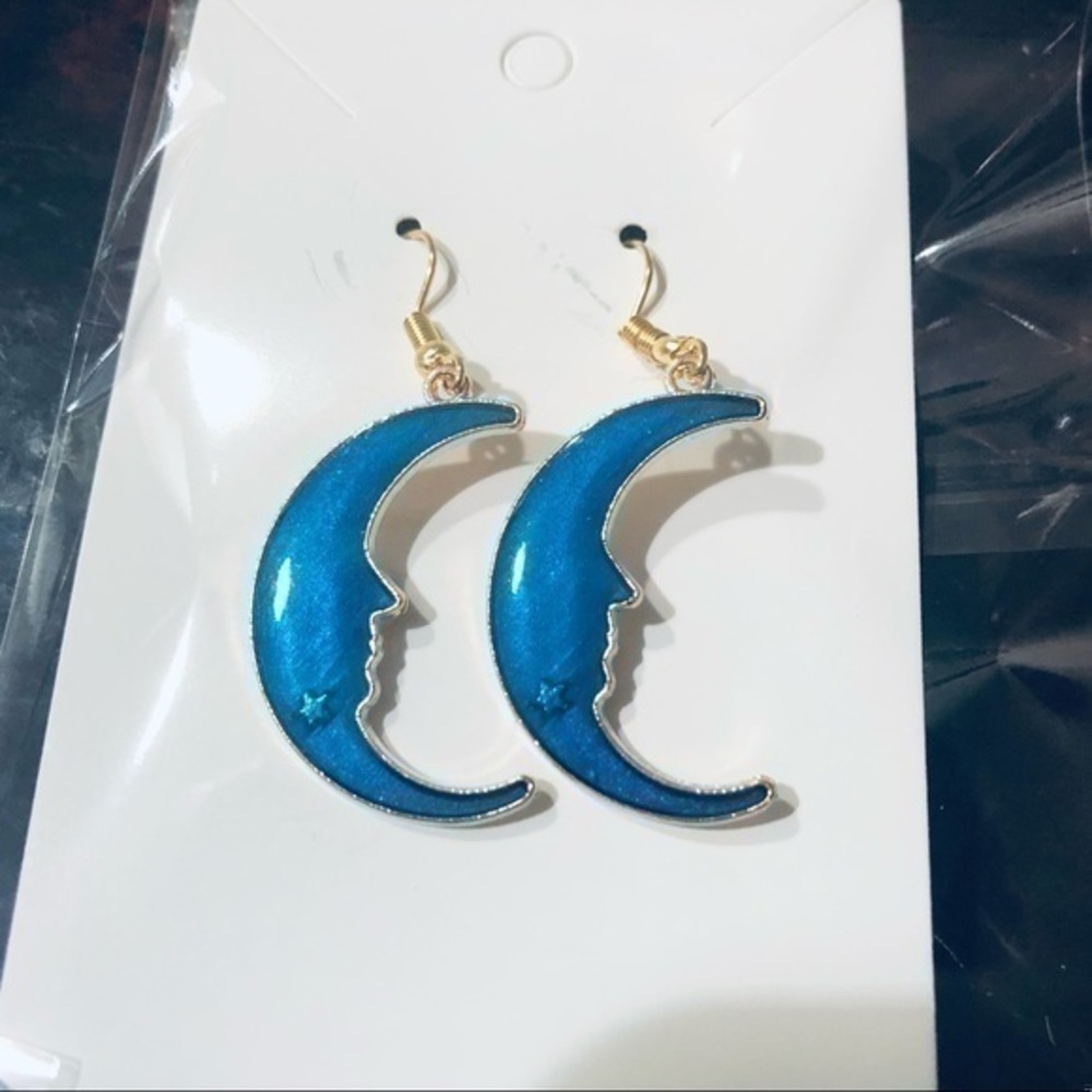 New Moon Glitter Handmade Earrings